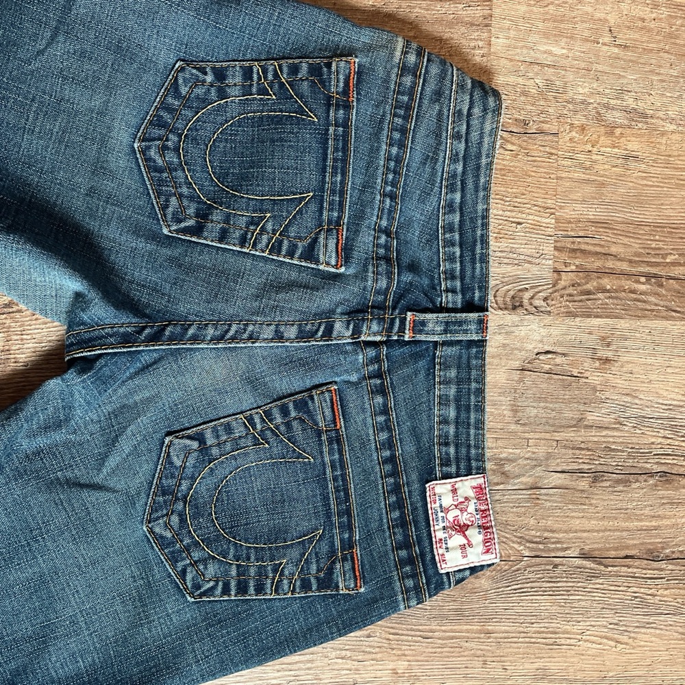 True Religion Women's Boot Cut Jeans in Medium Blue Denim